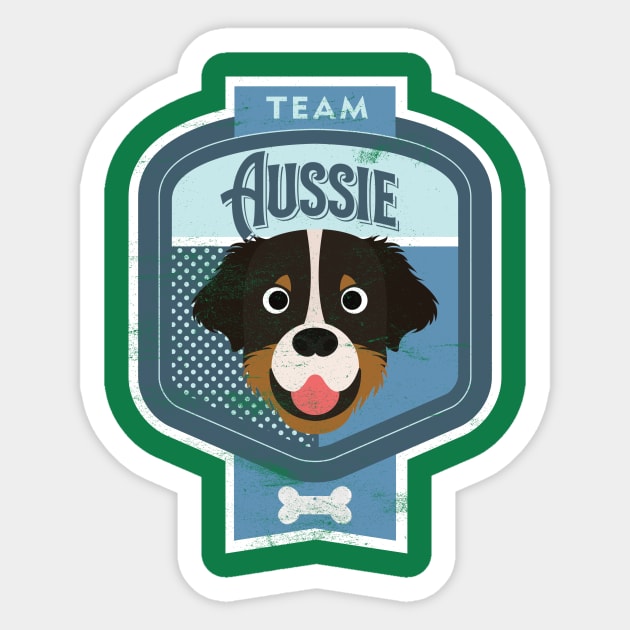 Team Aussie - Distressed Australian Shepherd Beer Label Design Sticker by DoggyStyles